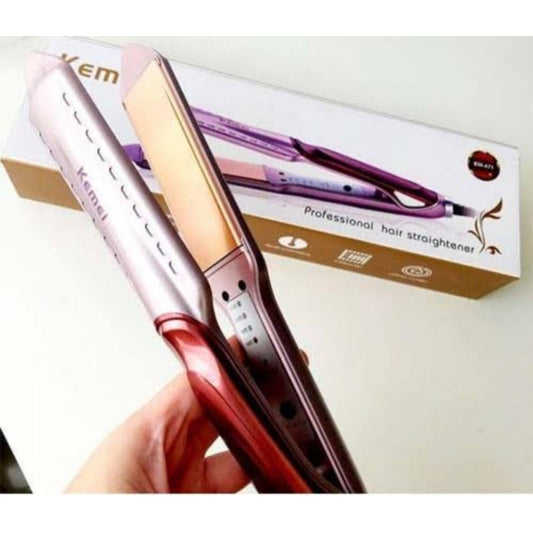 Kemei KM-471 Professional Hair Straightener – Wide Plate Flat Iron with Fast Heating – 6 months warranty
