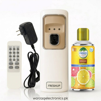 Freshup Automatic Air Freshener Dispenser with Remote, Adapter & Refill – Dual Power Spray Machine