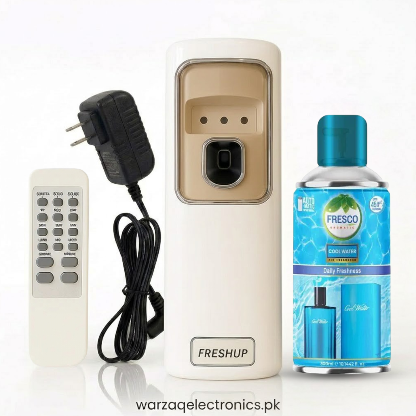 Freshup Automatic Air Freshener Dispenser with Remote, Adapter & Refill – Dual Power Spray Machine