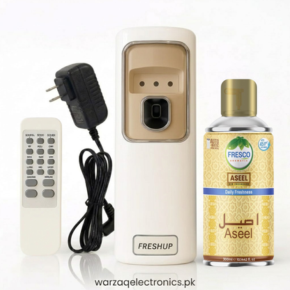 Freshup Automatic Air Freshener Dispenser with Remote, Adapter & Refill – Dual Power Spray Machine