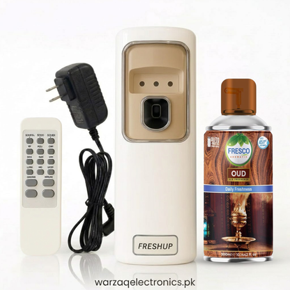 Freshup Automatic Air Freshener Dispenser with Remote, Adapter & Refill – Dual Power Spray Machine