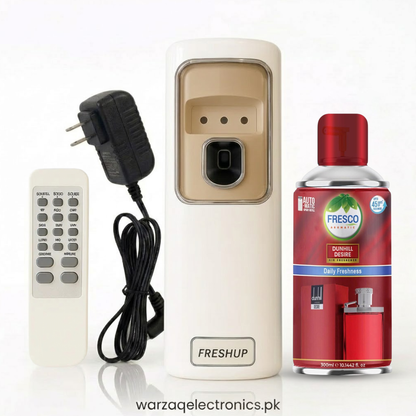 Freshup Automatic Air Freshener Dispenser with Remote, Adapter & Refill – Dual Power Spray Machine