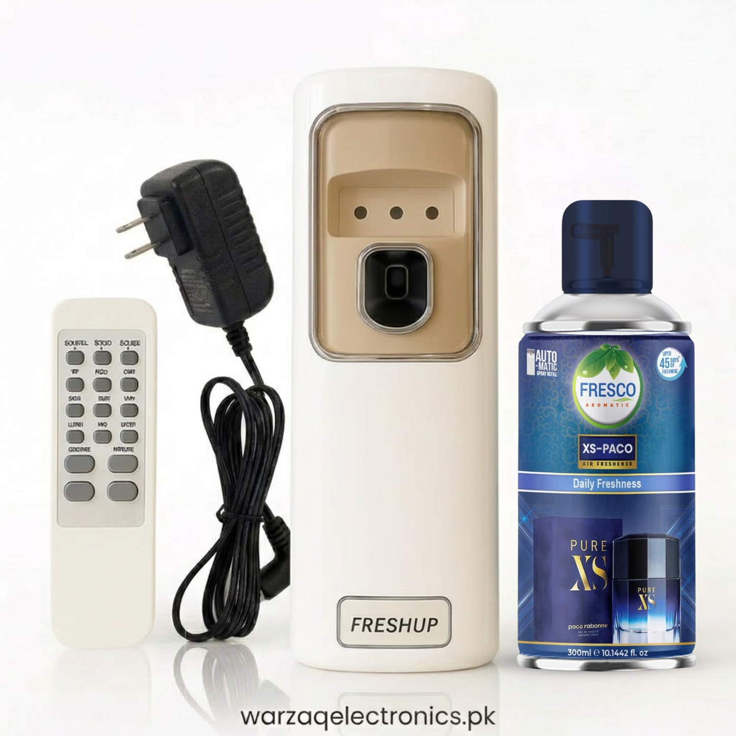 Freshup Automatic Air Freshener Dispenser with Remote, Adapter & Refill – Dual Power Spray Machine
