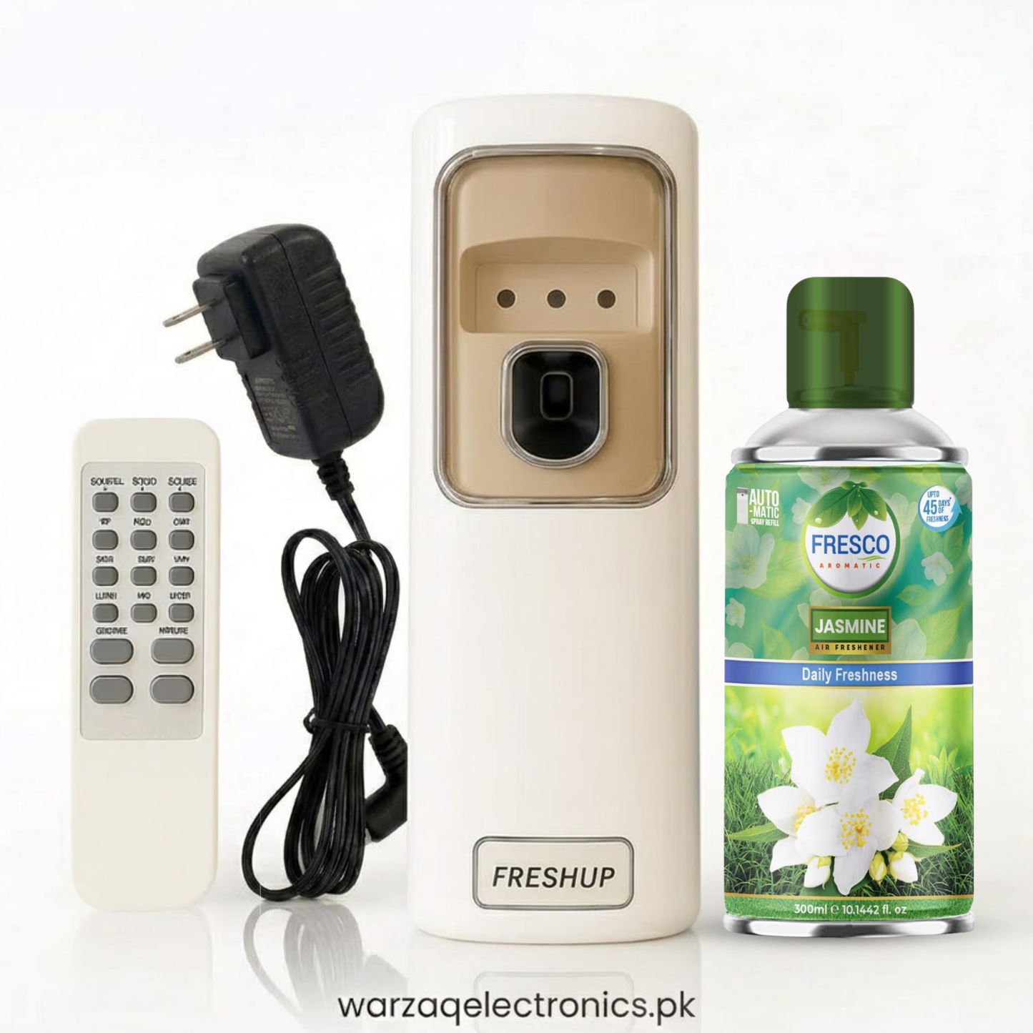 Freshup Automatic Air Freshener Dispenser with Remote, Adapter & Refill – Dual Power Spray Machine