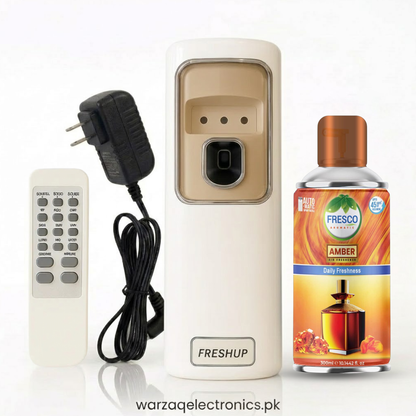 Freshup Automatic Air Freshener Dispenser with Remote, Adapter & Refill – Dual Power Spray Machine