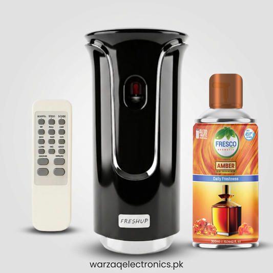 Freshup Premium Black LED Remote Control Automatic Air Freshener Dispenser with Free Air Freshener & Batteries