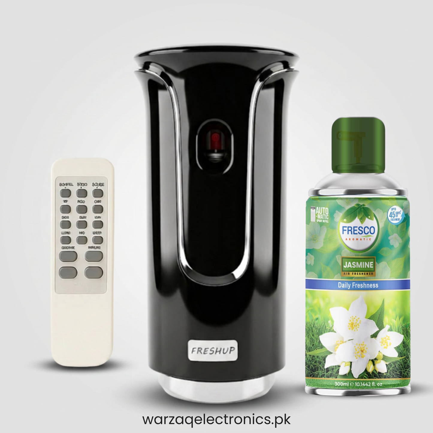 Freshup Premium Black LED Remote Control Automatic Air Freshener Dispenser with Free Air Freshener & Batteries