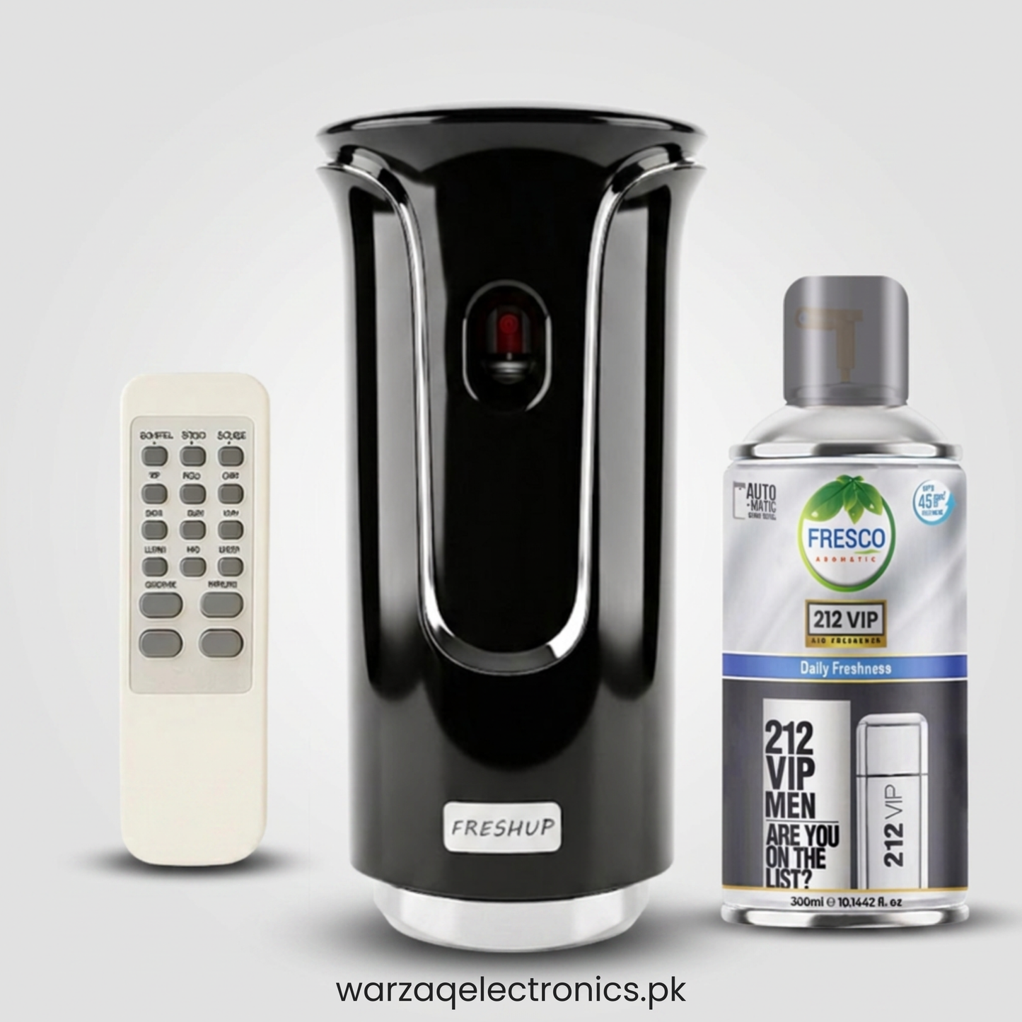 Freshup Premium Black LED Remote Control Automatic Air Freshener Dispenser with Free Air Freshener & Batteries