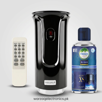 Freshup Premium Black LED Remote Control Automatic Air Freshener Dispenser with Free Air Freshener & Batteries