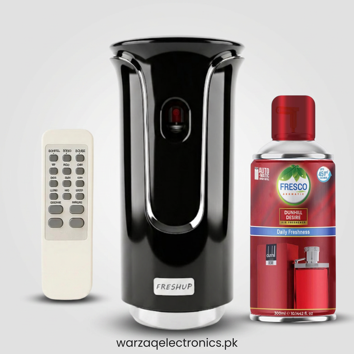 Freshup Premium Black LED Remote Control Automatic Air Freshener Dispenser with Free Air Freshener & Batteries