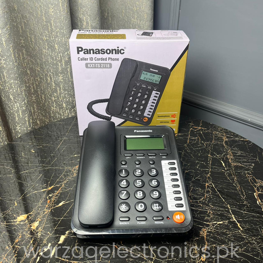 Panasonic KX-TS2118 Caller ID Corded Phone – Premium Landline Telephone with Large Display, Speed Dial, Redial, Hold &amp; Flash Functions