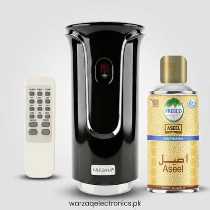 Freshup Premium Black LED Remote Control Automatic Air Freshener Dispenser with Free Air Freshener & Batteries