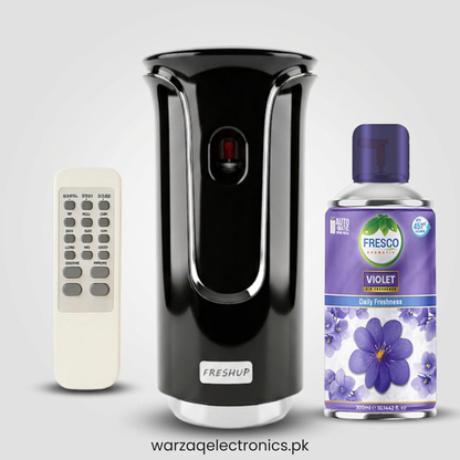 Freshup Premium Black LED Remote Control Automatic Air Freshener Dispenser with Free Air Freshener & Batteries