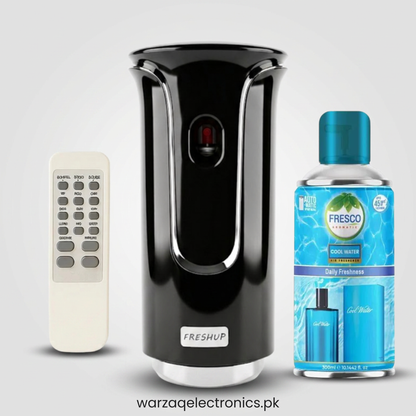 Freshup Premium Black LED Remote Control Automatic Air Freshener Dispenser with Free Air Freshener & Batteries