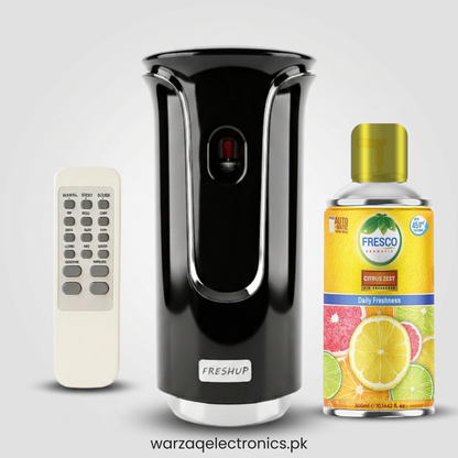 Freshup Premium Black LED Remote Control Automatic Air Freshener Dispenser with Free Air Freshener & Batteries