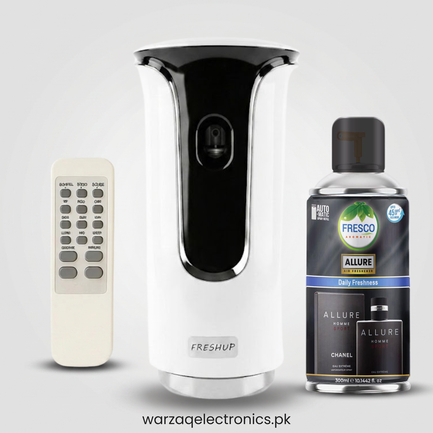 Freshup  Premium LED Remote Control Automatic Air Freshener Dispenser with Free Air Freshener & D-Size Batteries