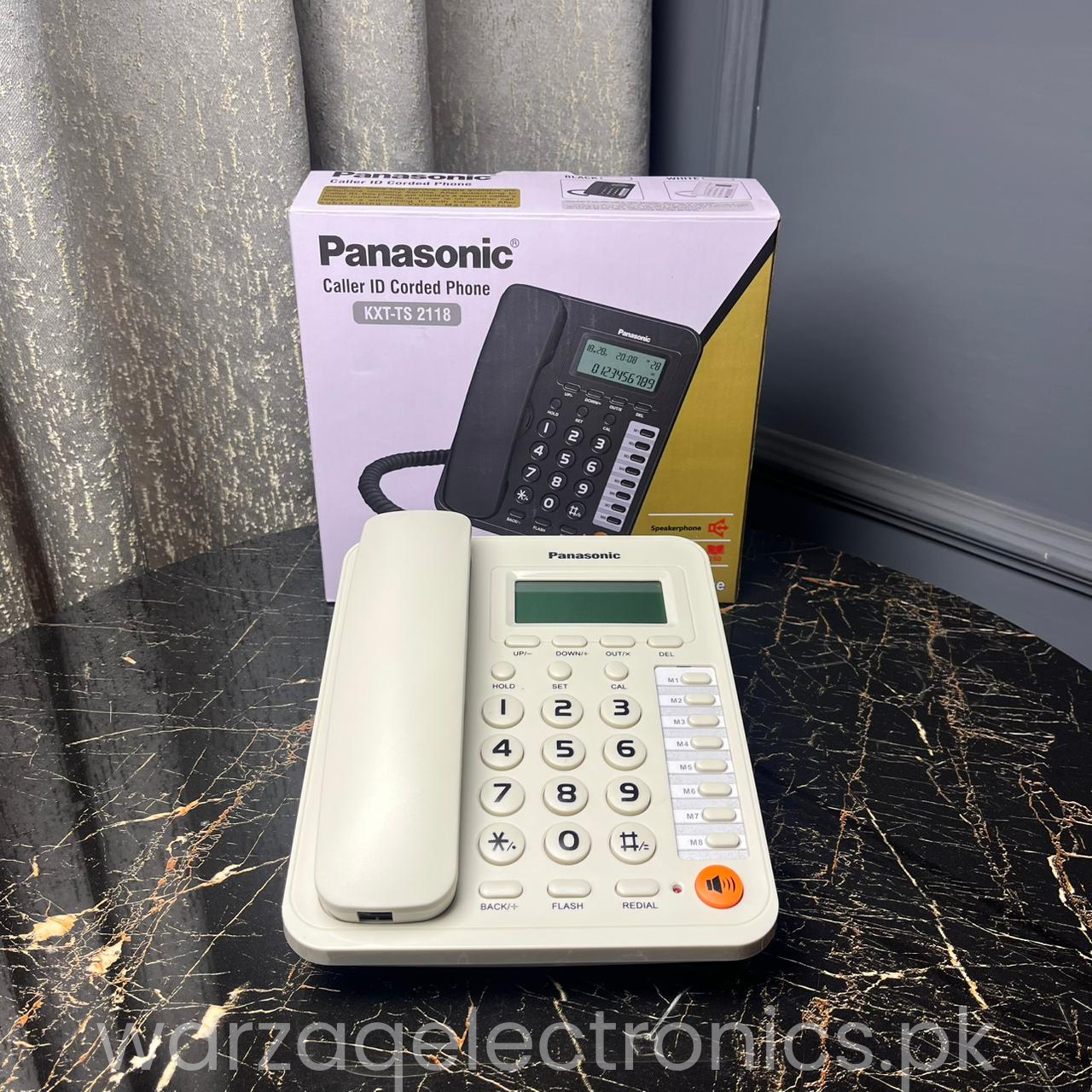 Panasonic KX-TS2118 Caller ID Corded Phone – Premium Landline Telephone with Large Display, Speed Dial, Redial, Hold &amp; Flash Functions