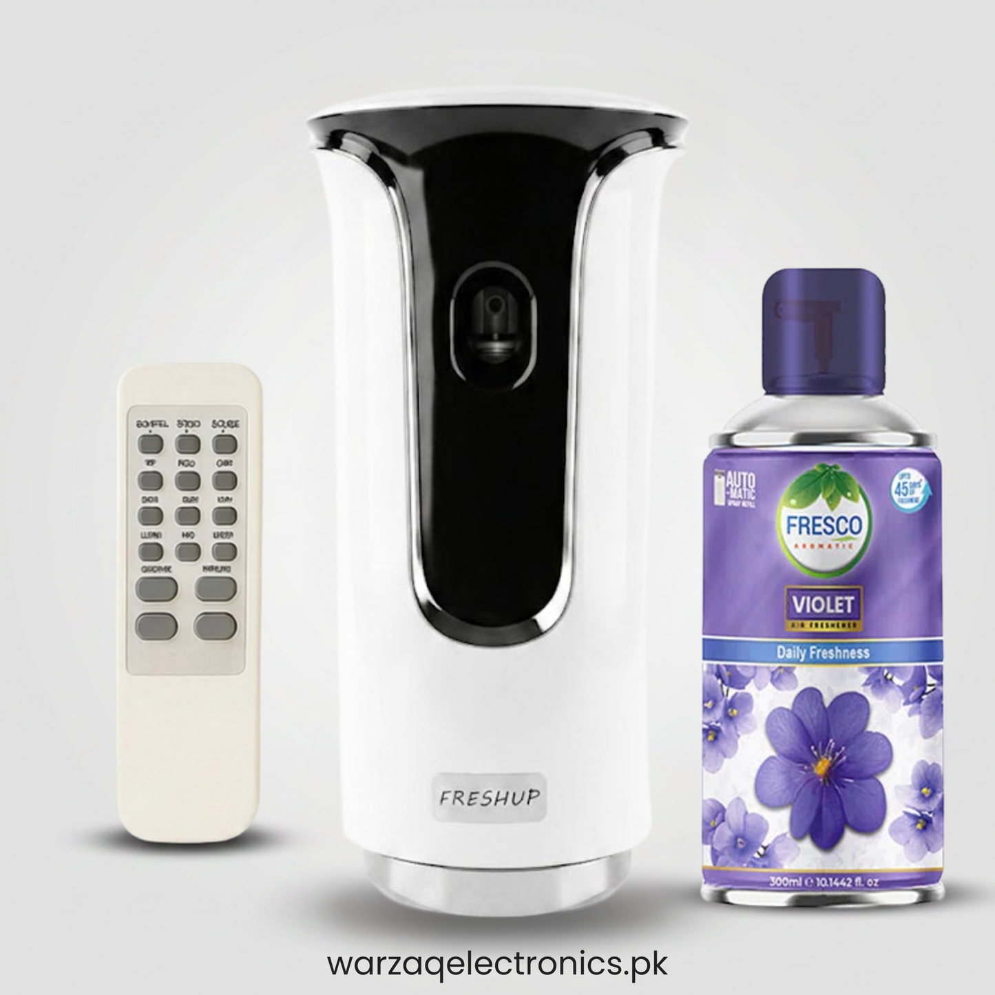 Freshup  Premium LED Remote Control Automatic Air Freshener Dispenser with Free Air Freshener & D-Size Batteries