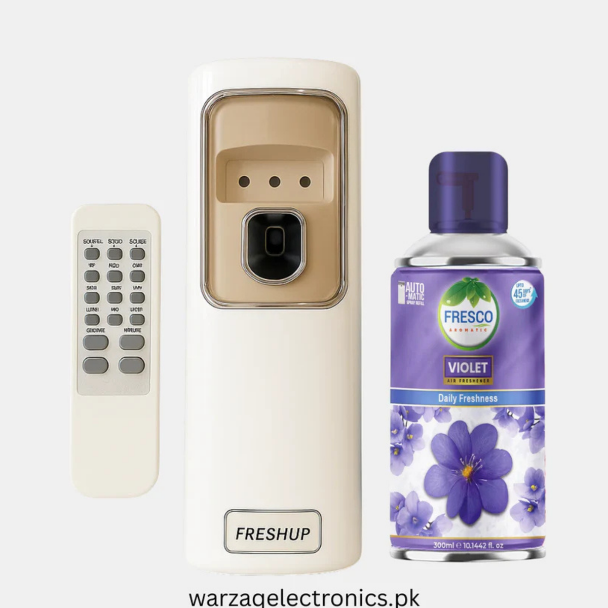 Freshup LED Remote Control Automatic Air Freshener Dispenser with Free Refill & D-Size Batteries