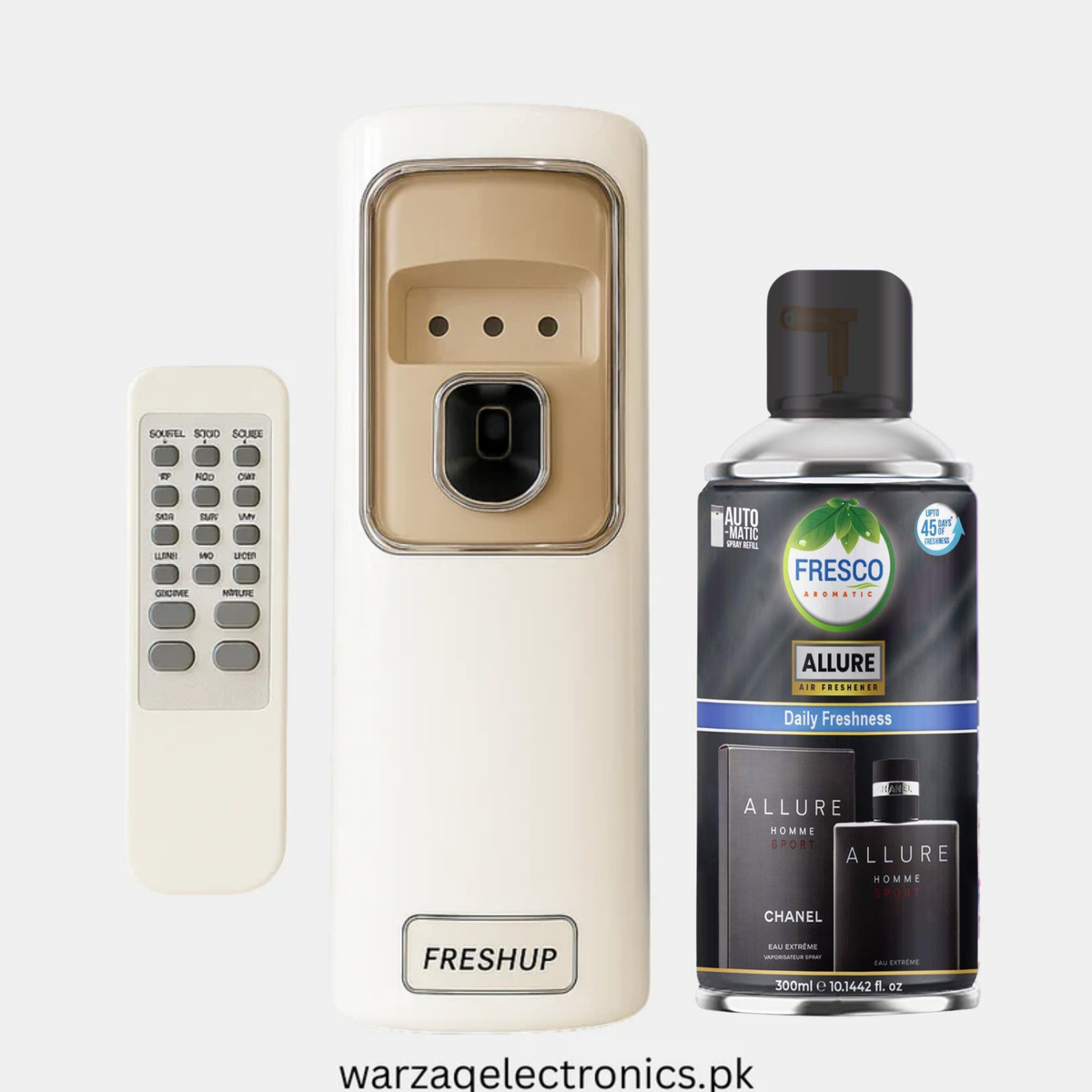 Freshup LED Remote Control Automatic Air Freshener Dispenser with Free Refill & D-Size Batteries