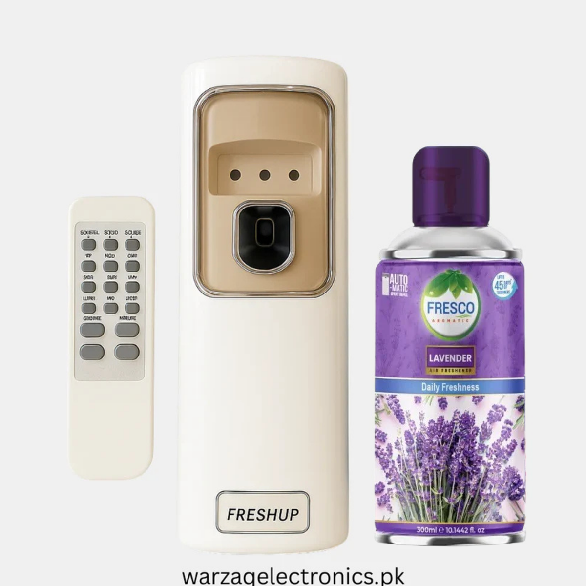 Freshup LED Remote Control Automatic Air Freshener Dispenser with Free Refill & D-Size Batteries