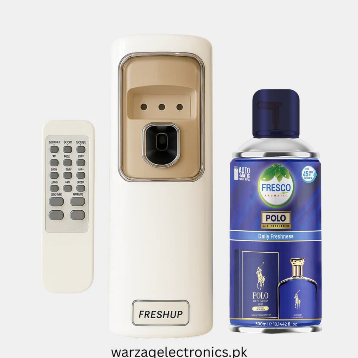 Freshup LED Remote Control Automatic Air Freshener Dispenser with Free Refill & D-Size Batteries