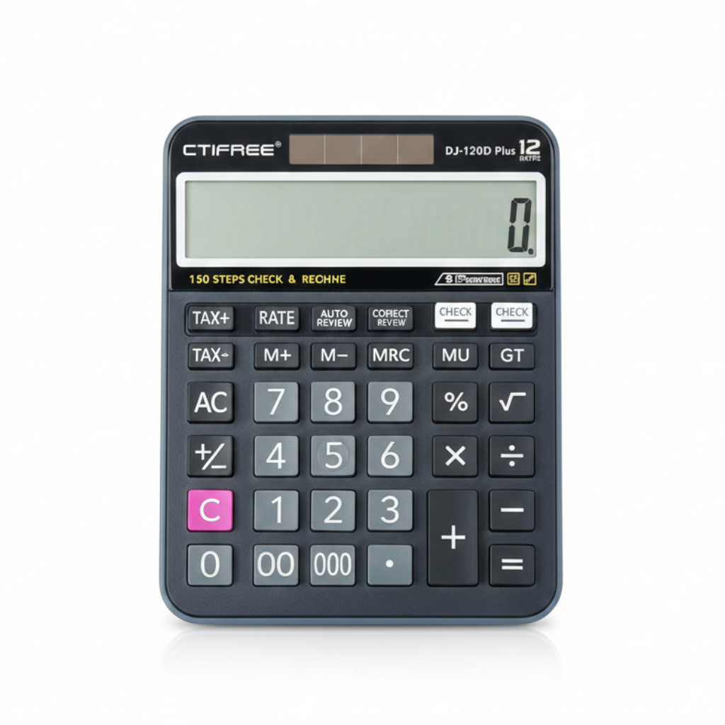 CTIFREE DJ-120D Plus 12-Digit Electronic Desktop Calculator – Solar & Battery Dual Power