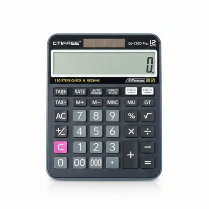 CTIFREE DJ-120D Plus 12-Digit Electronic Desktop Calculator – Solar & Battery Dual Power