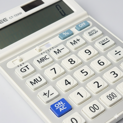CTIFREE CT-729W 14-Digit Desktop Calculator – Dual Power Solar Calculator