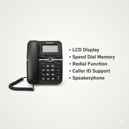 Panasonic KX-TS2023 PRO Corded Landline Phone (Black)