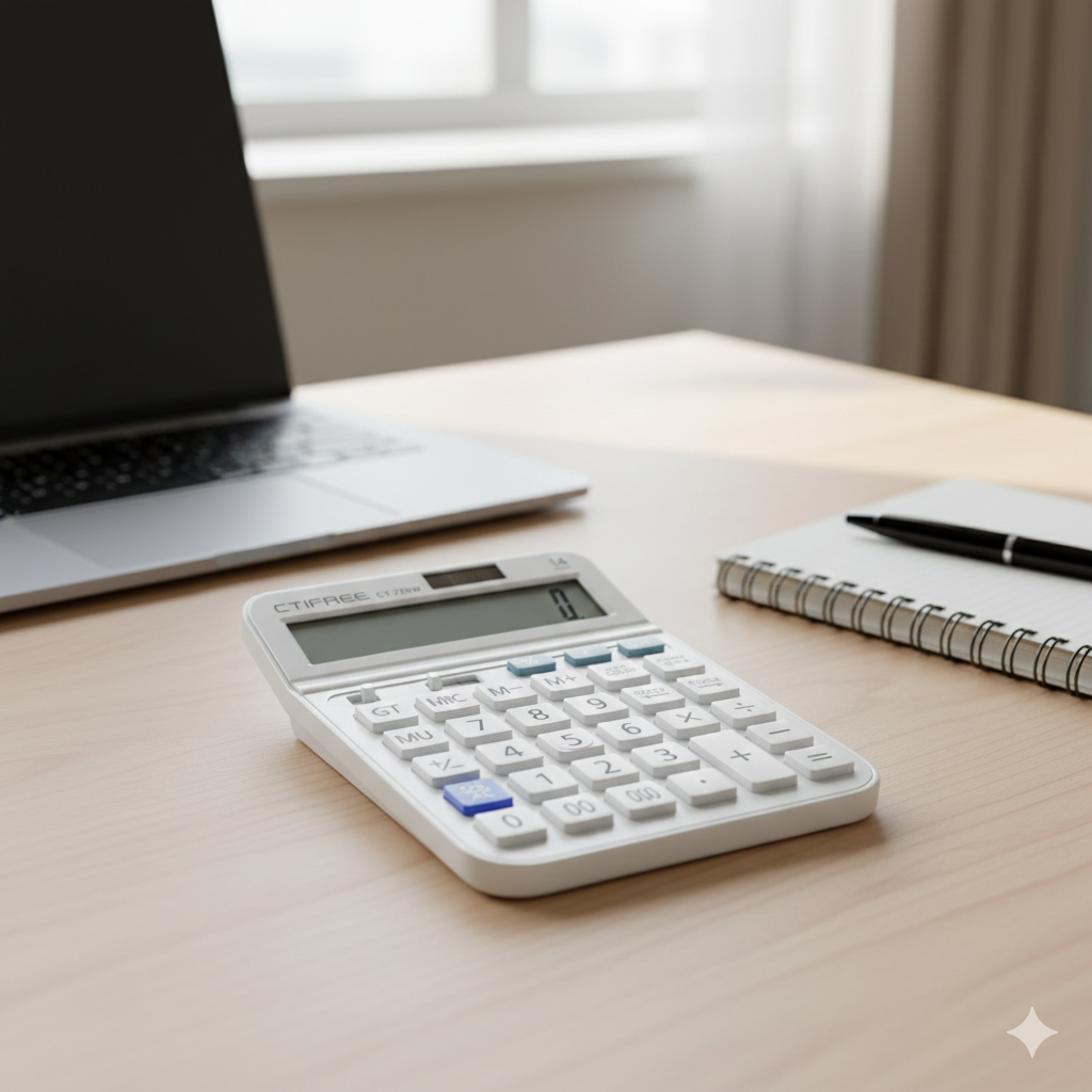 CTIFREE CT-729W 14-Digit Desktop Calculator – Dual Power Solar Calculator