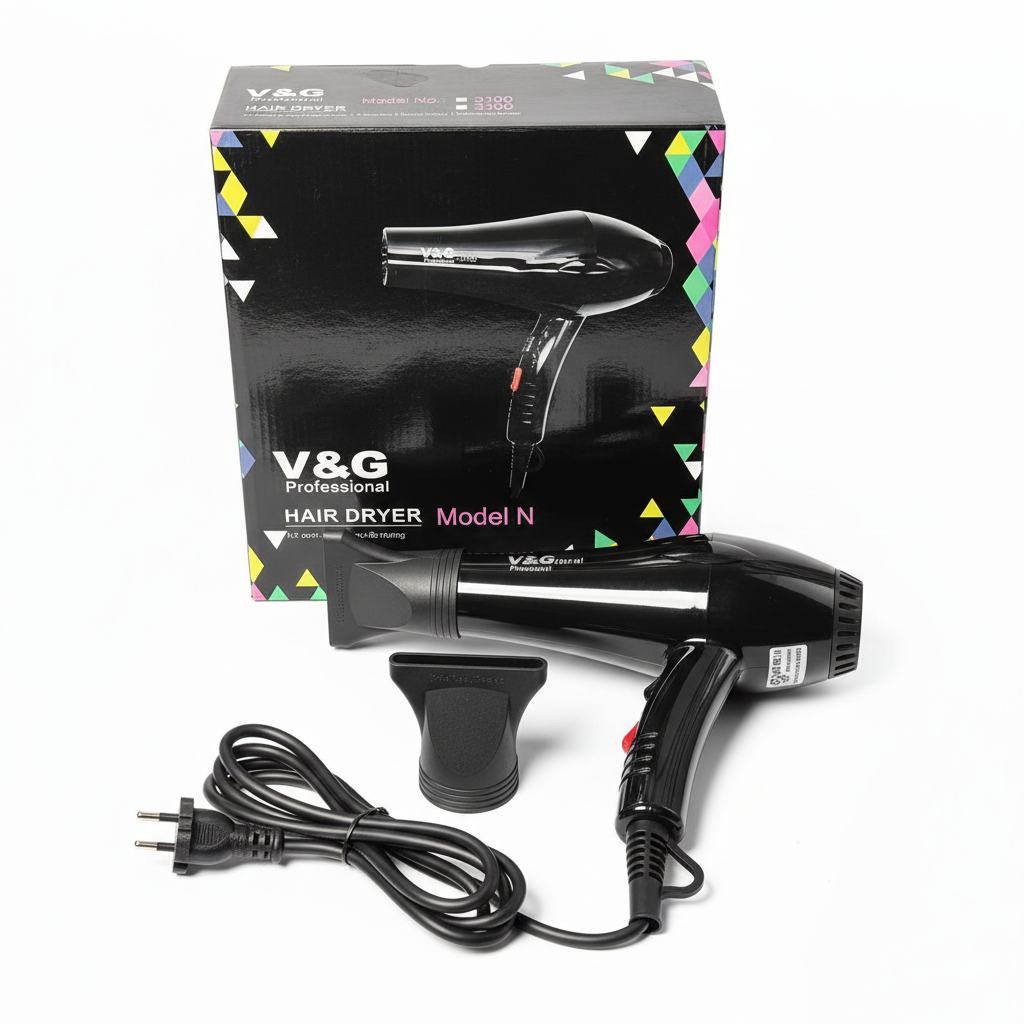 V&G Professional Hair Dryer 3100 | 1800–2000W High Power Fast Drying Salon Hair Dryer with Concentrator Nozzle