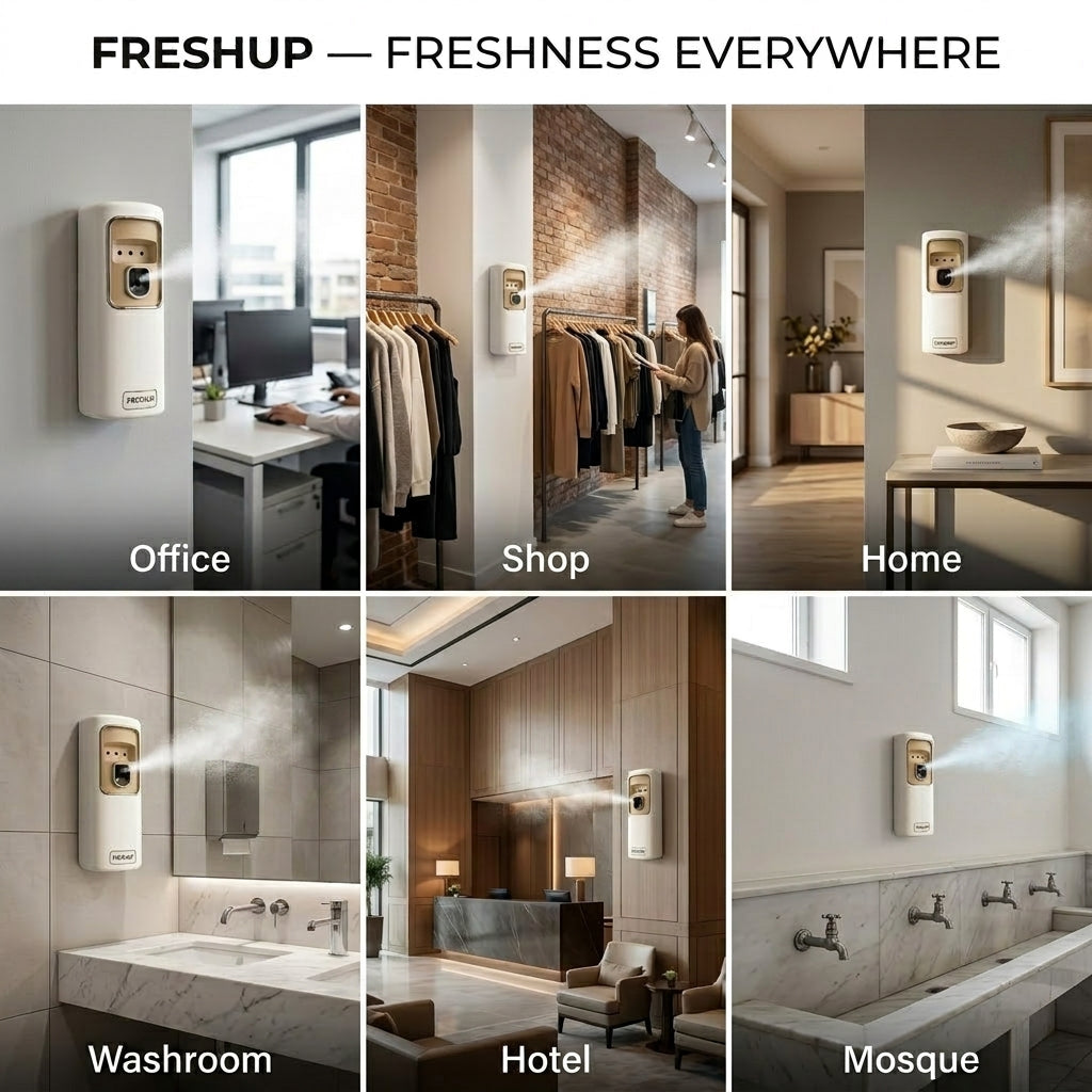 Freshup LED Remote Control Automatic Air Freshener Dispenser with Free Refill & D-Size Batteries