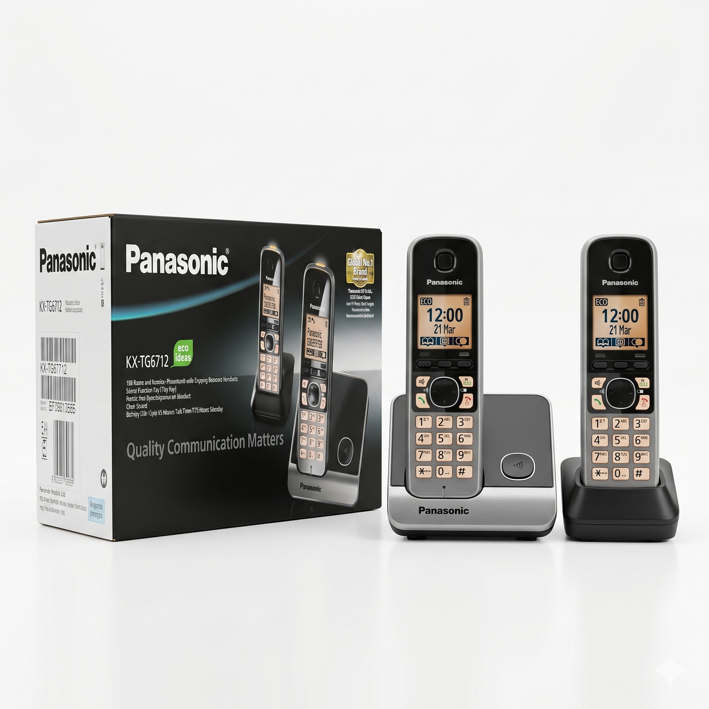 Panasonic KX-TG6712 Dual Handset ECO Digital Cordless Landline Phone