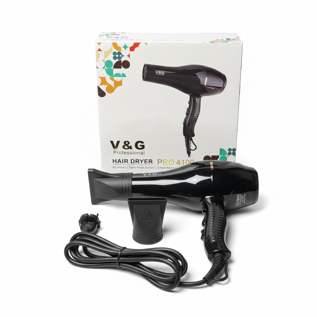 V&G Professional Hair Dryer PRO 4100 – 2000W Powerful AC Motor | Salon-Grade Fast Drying & Styling Hair Dryer