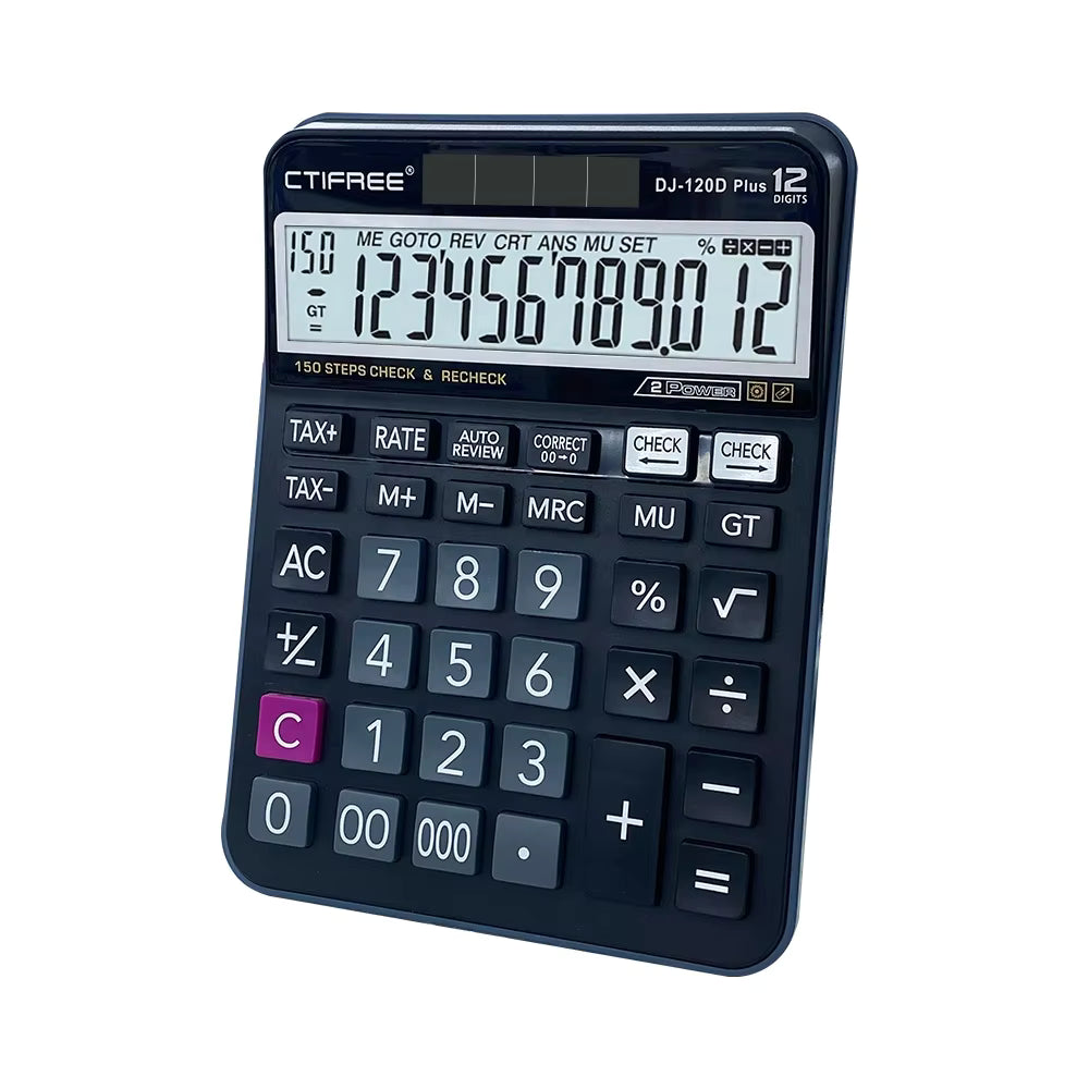 CTIFREE DJ-120D Plus 12-Digit Electronic Desktop Calculator – Solar & Battery Dual Power