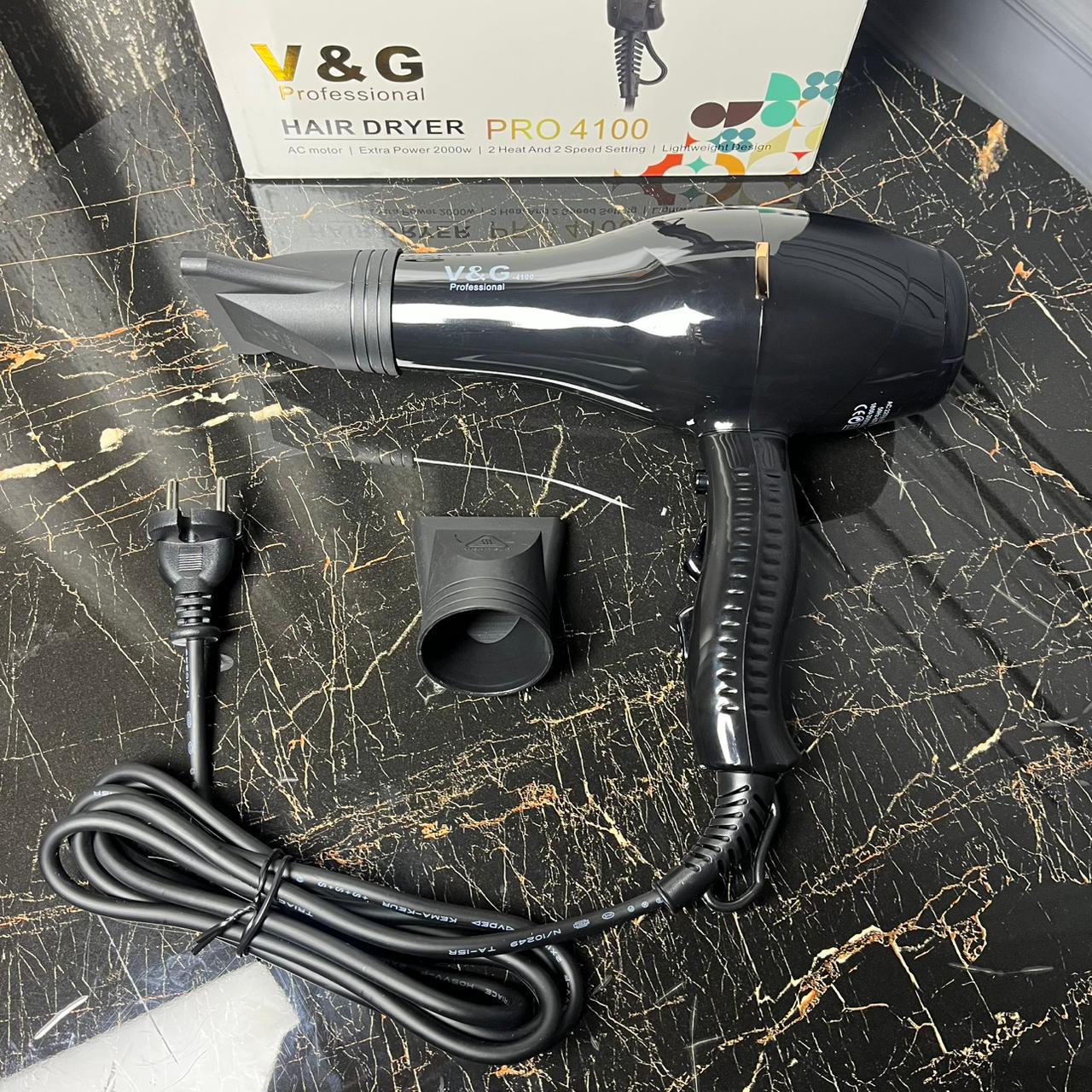 V&G Professional Hair Dryer PRO 4100 – 2000W Powerful AC Motor | Salon-Grade Fast Drying & Styling Hair Dryer