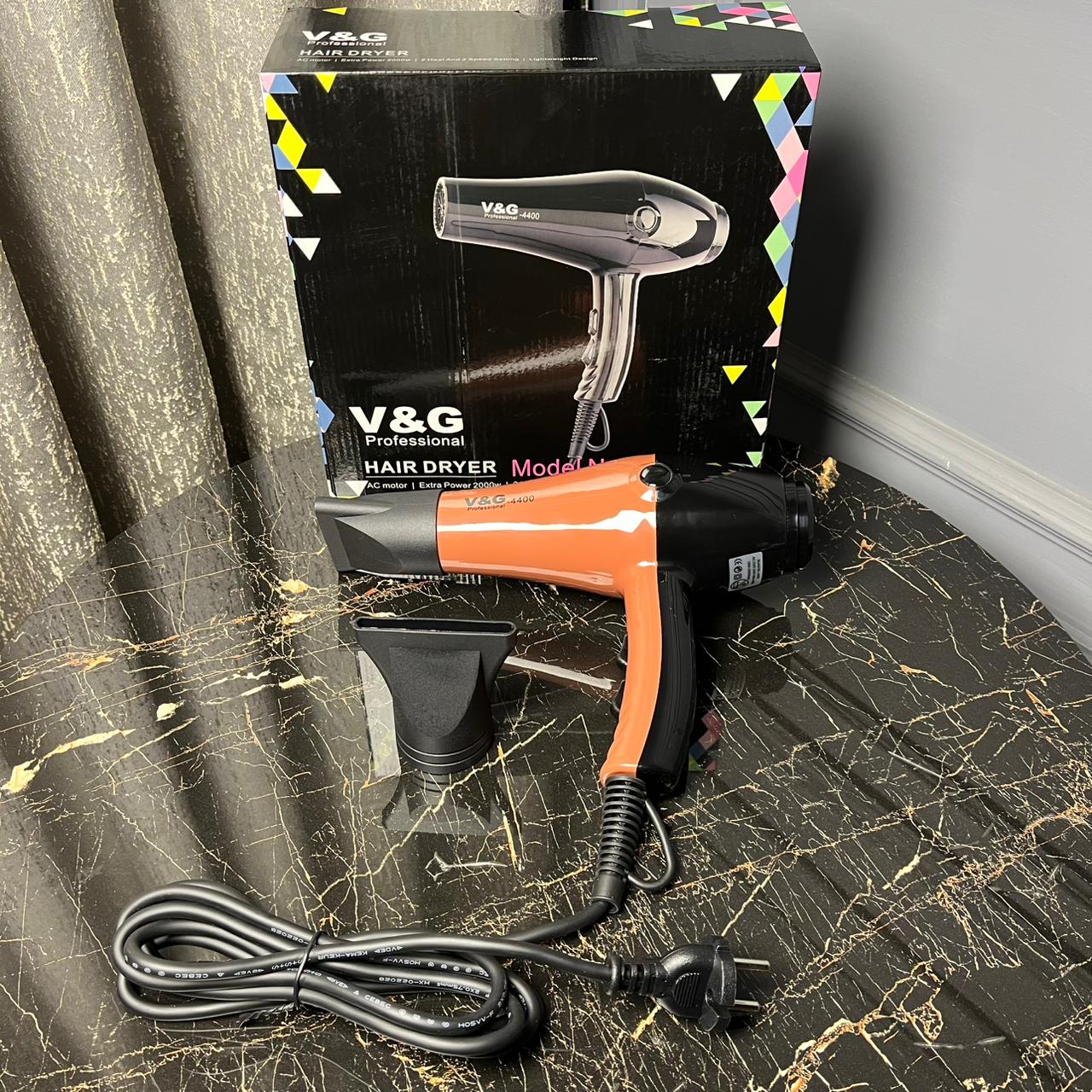 V&G Professional Hair Dryer 4400 – High Power AC Motor | Fast Drying Salon & Home Use Hair Dryer