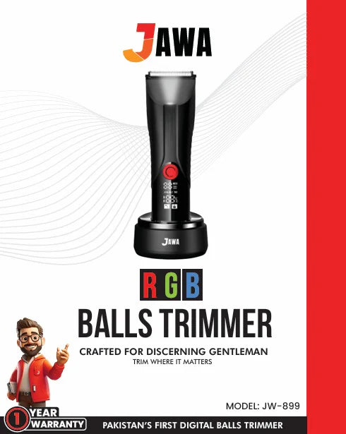 JAWA RGB Balls Trimmer JW-899 – 2-in-1 Beard & Body Trimmer with Digital Display
