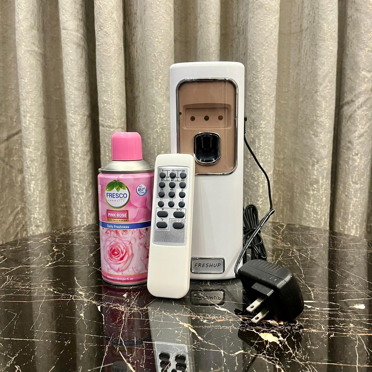 Freshup Automatic Air Freshener Dispenser with Remote, Adapter & Refill – Dual Power Spray Machine