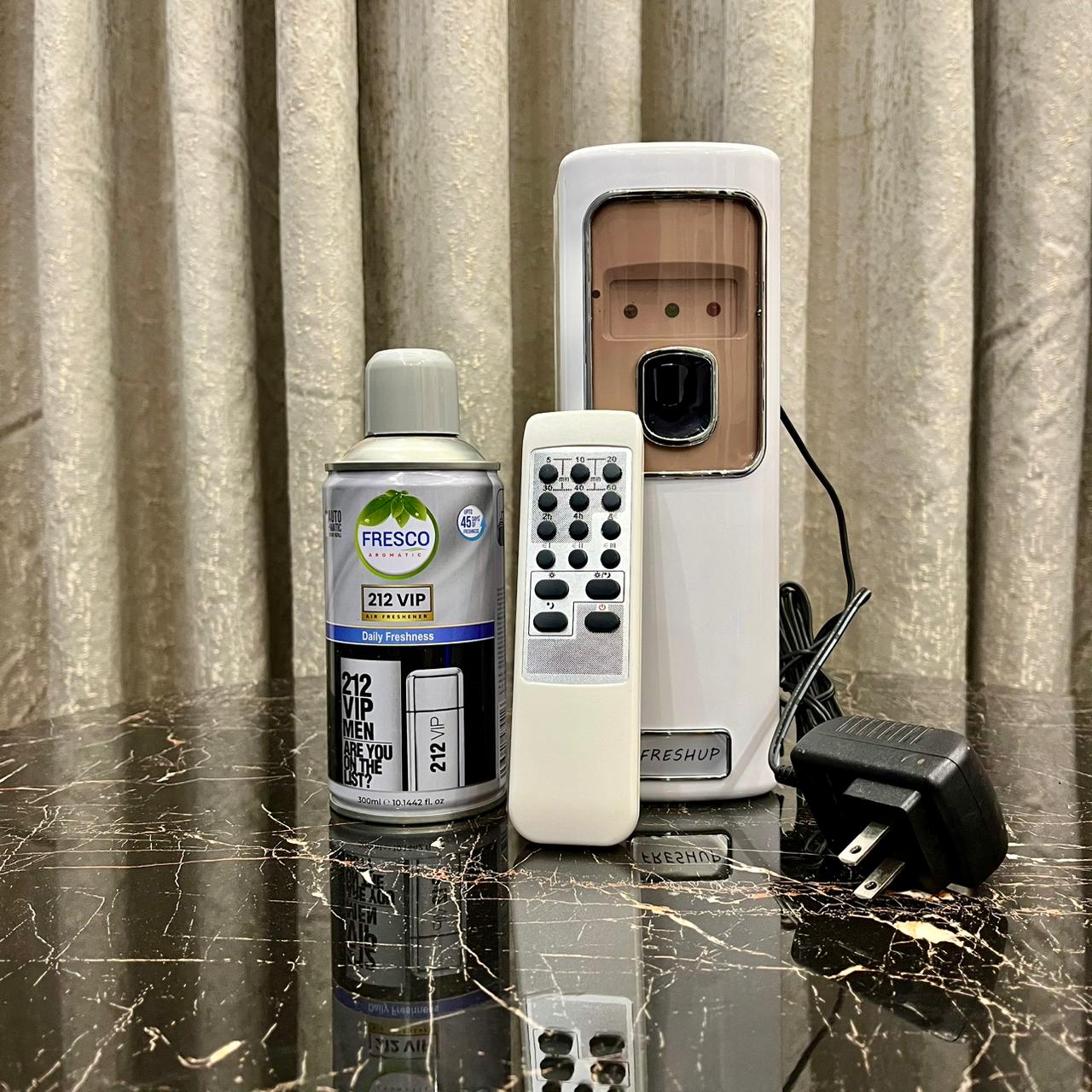 Freshup Automatic Air Freshener Dispenser with Remote, Adapter & Refill – Dual Power Spray Machine