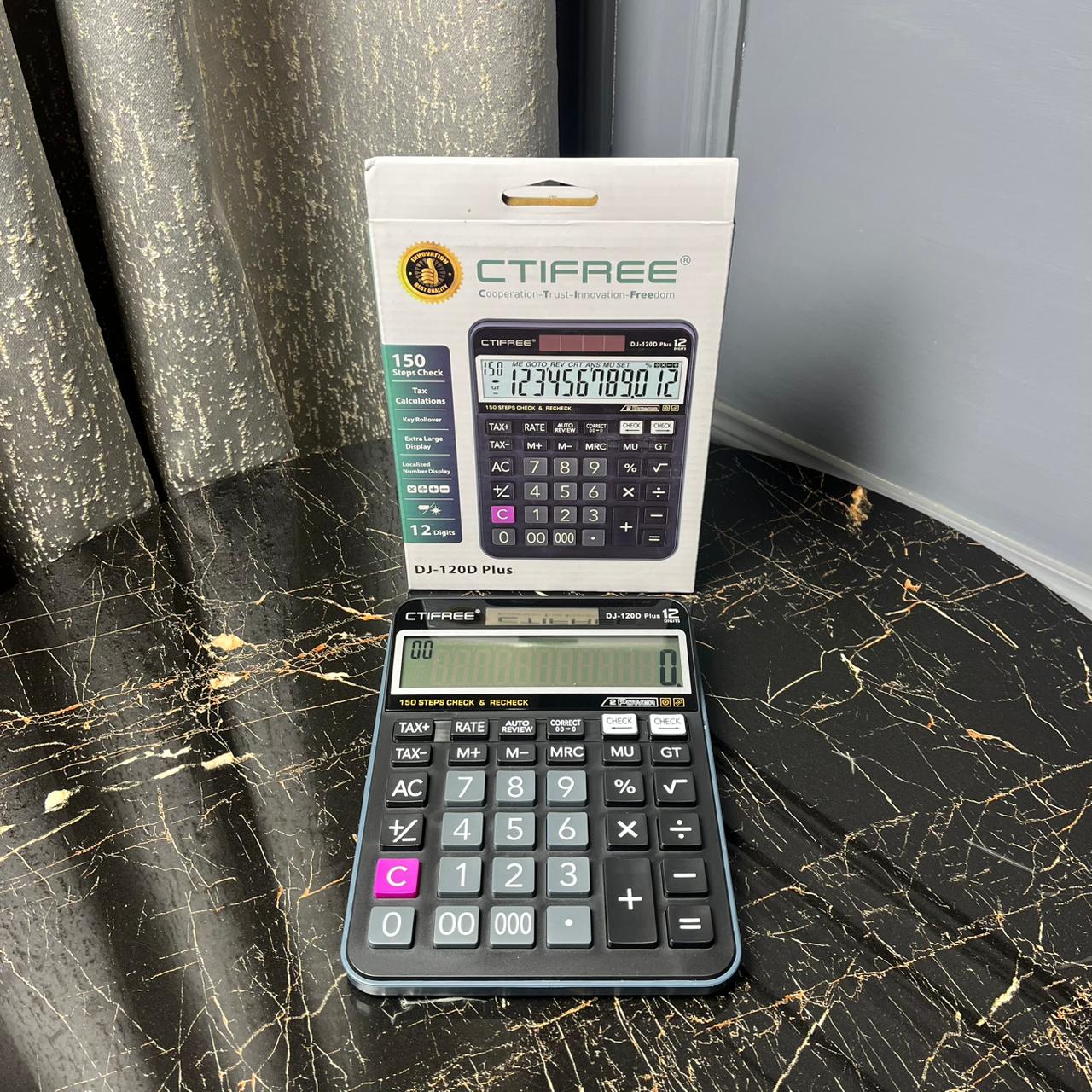 CTIFREE DJ-120D Plus 12-Digit Electronic Desktop Calculator – Solar & Battery Dual Power