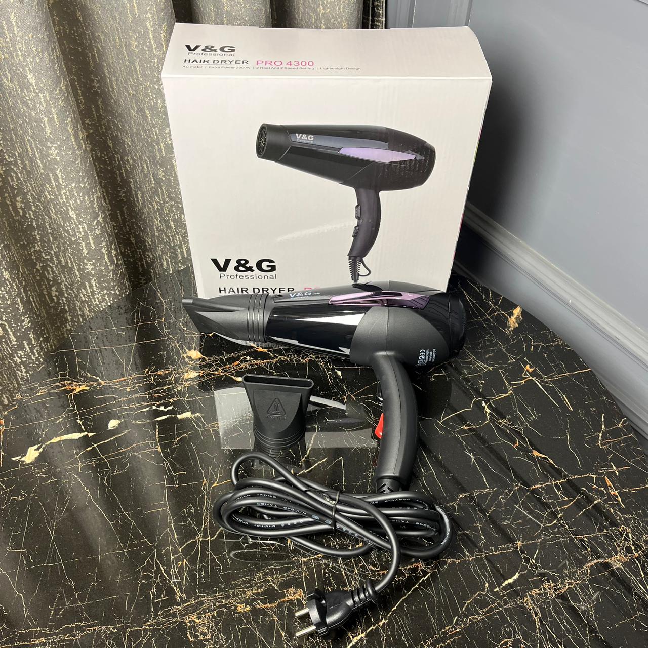 V&G Professional Hair Dryer PRO 4300 – 2000W Powerful AC Motor | Salon-Grade Fast Drying Hair Dryer