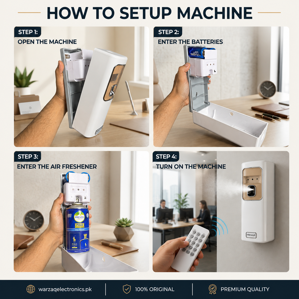 Freshup LED Remote Control Automatic Air Freshener Dispenser with Free Refill & D-Size Batteries