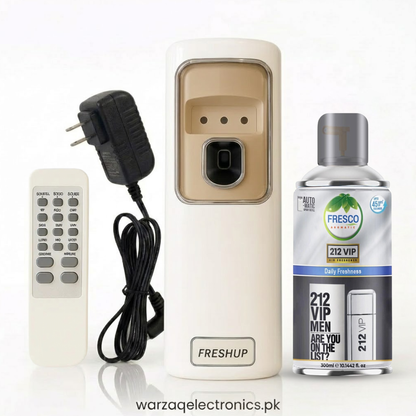 Freshup Automatic Air Freshener Dispenser with Remote, Adapter & Refill – Dual Power Spray Machine